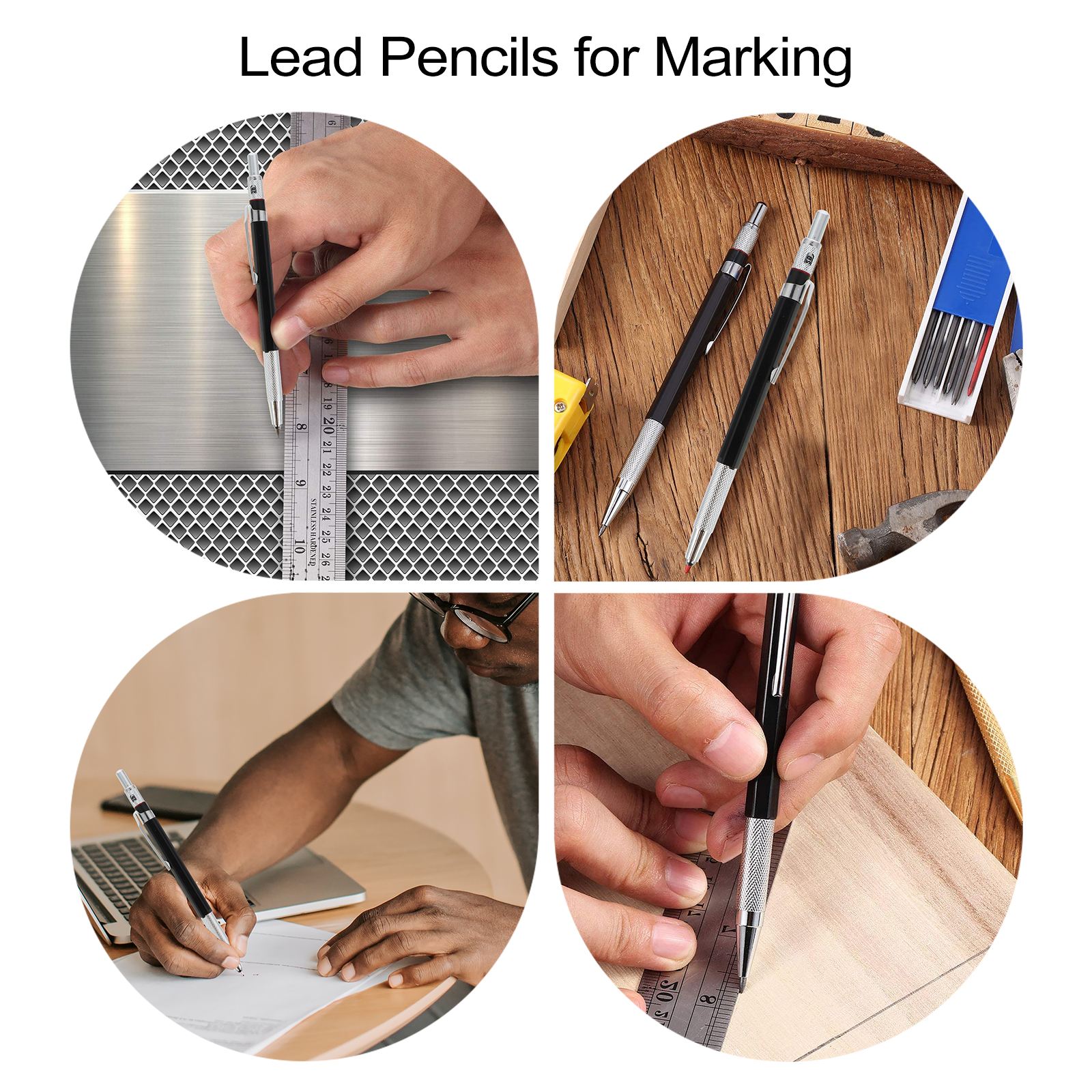 2 Sets Mechanical Pencil Automatic Lead Pencil Carpenters Drawing Marking Device
