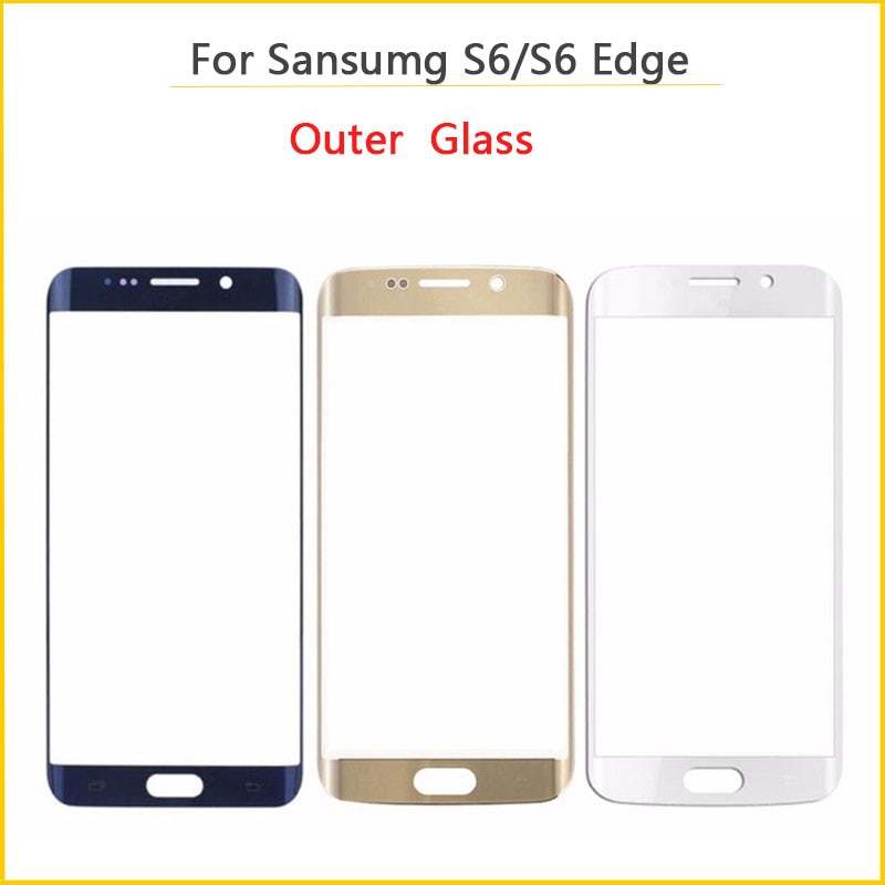 Outer Glass For Samsung Galaxy S6/S6 Edge Front Touch Screen Front Glass Panel Phone Replacement Parts+ Adhesive