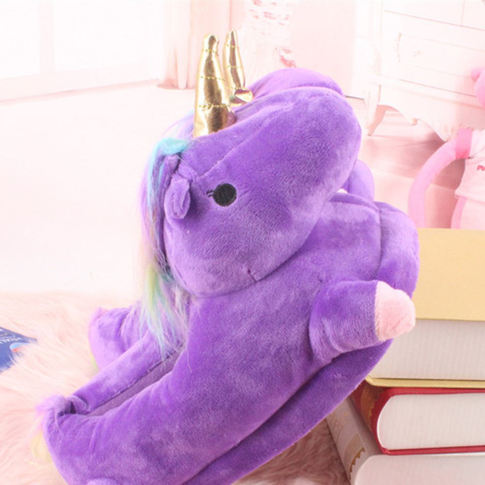 leuchtend LED einhorn Slipper schuhe drinnen Karikatur wurm für Winter: Violett