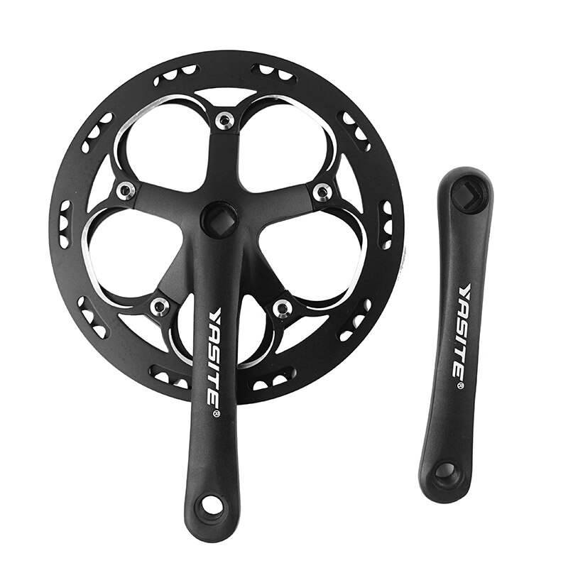 52T Folding Bike Crank Set Single Speed BCD 130 Bicycle Crankset 170mm Tooth Plate CNC Protect Cover Bike Crank Set Sprocket