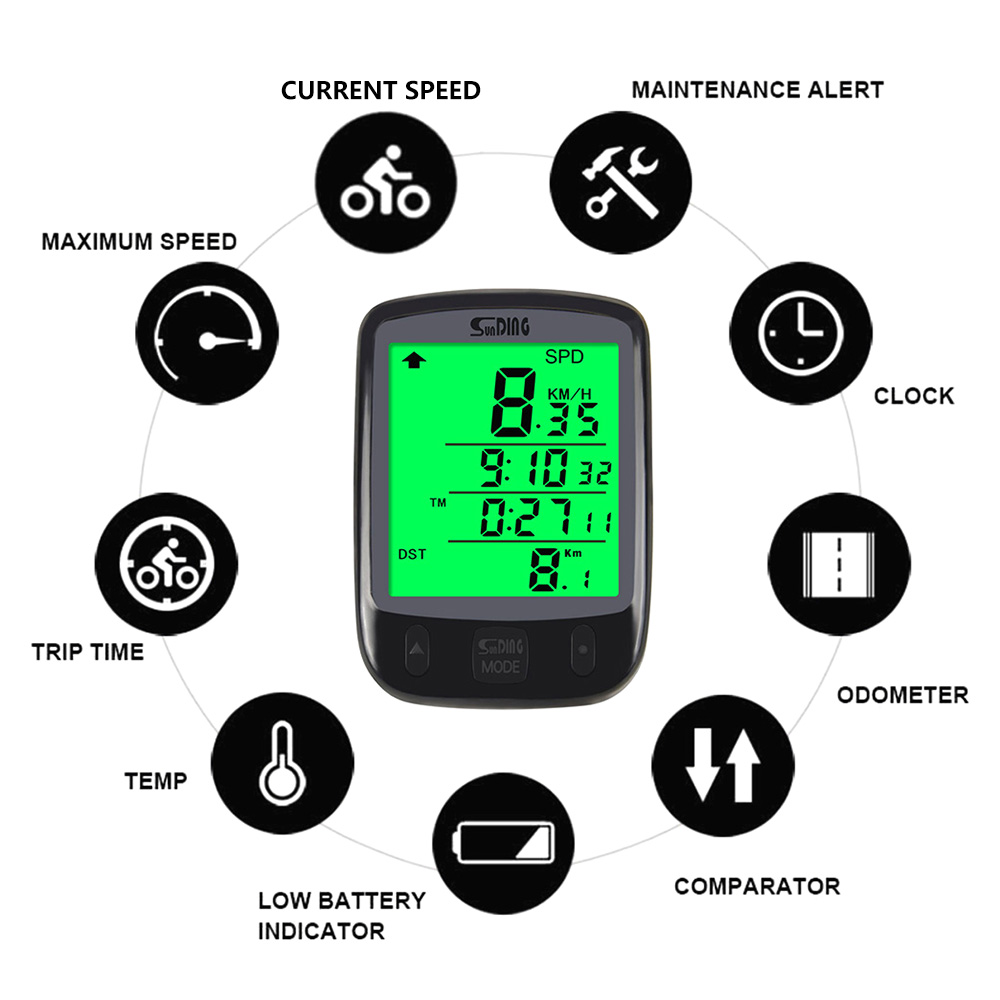 Velocímetro de bicicleta com fio odômetro led taxa digital relógio luminoso medição velocidade odômetro à prova chuva computador da bicicleta