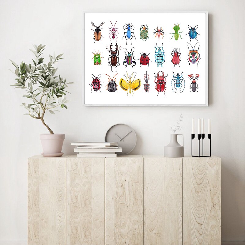 Kevers Collectie Illustratie Prints Natuur Wall Art Poster Thuis Room Decor Insect Art Retro Poster Kraftpapier