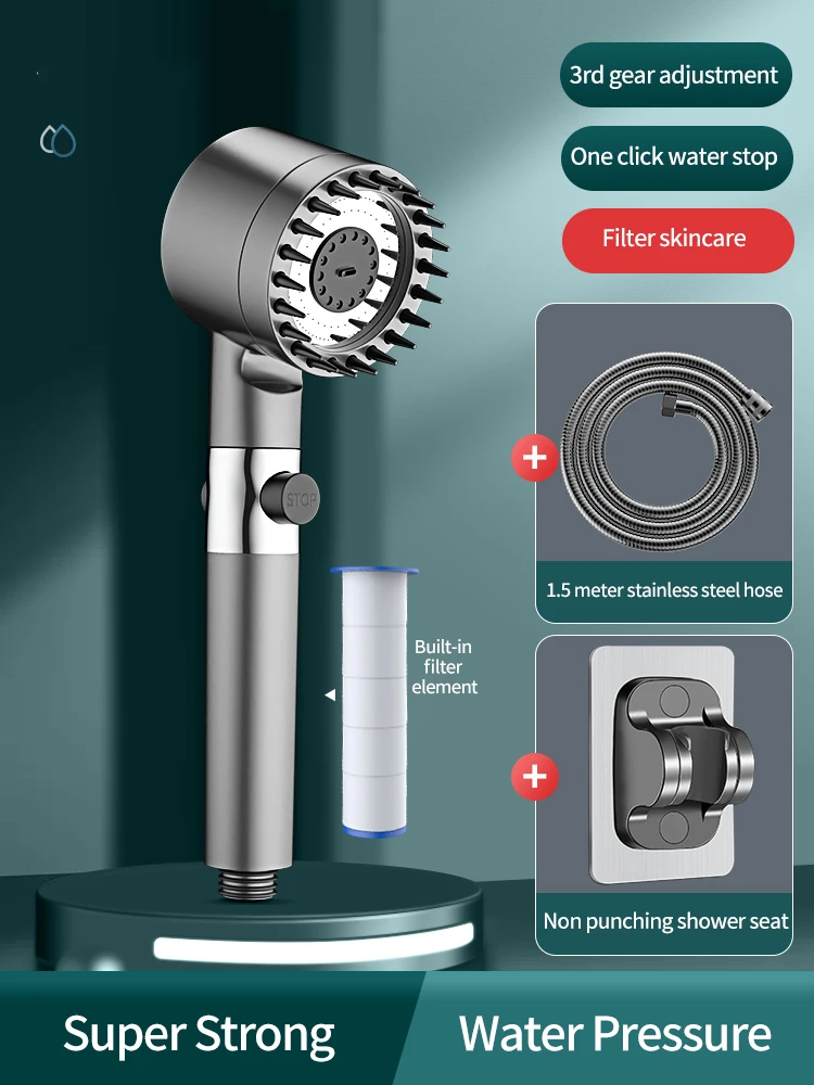 Hogedruk Douchekop 6-In-1 Multifunctionele Douche 3 Modi Draagbare Douche Artisjokken Met Filter Badkameraccessoires: Bordeaux