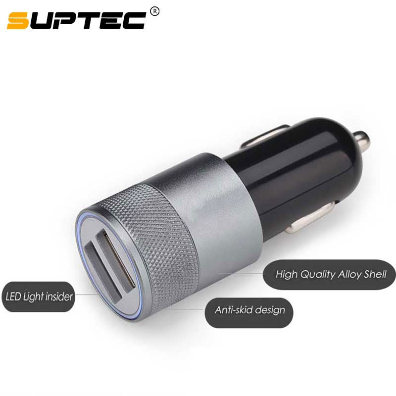 SUPTEC Car Phone Charger 2 Port Mini Dual USB Car Charger Adapter Quick Charging 5V 2A for iPhone Samsung Xiaomi LG Car-Charger