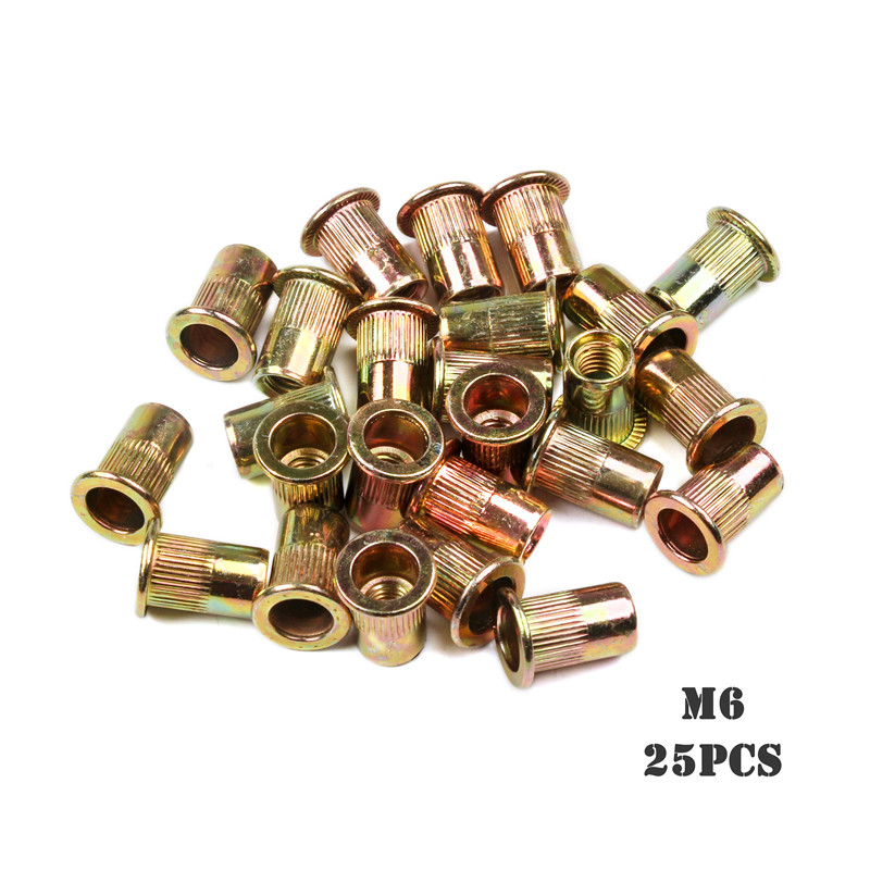 Rivet Nut, #10-24 UNC SAE Rivnut - Flat Head Nutserts, Zinc