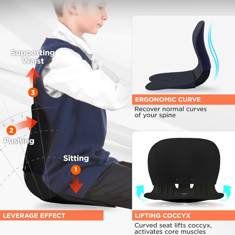 Coussin de soutien lombaire pour adultes, redresseur de dos, coussin lombaire de bureau avec dossier intégré, chaise de Correction de Posture assise