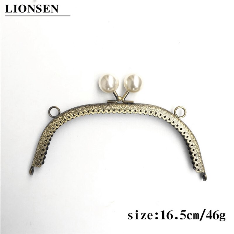 Cabeza de perla LIONSEN, asa metálica para MARCO DE bolso, Bronce Antiguo, para bolso de mano, accesorios para hacer Kiss, cierre de broche: 16.5cm