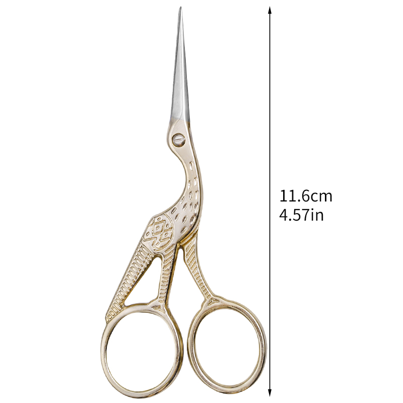 SHWAKK Stainless Steel Embroidery Tailor Scissors Crafts Dressmaking Sharp Handled Needlework Cross stitch Sewing Scissor: 11.6cm gold