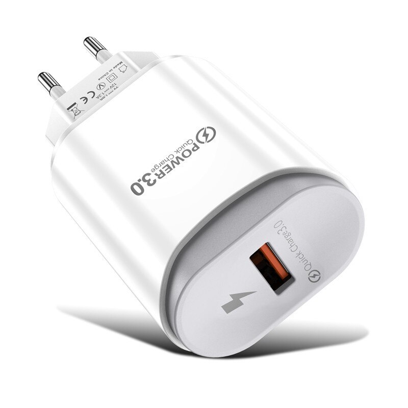 Chargeur USB 3A Quick Charge 3.0 pour téléphone portable, adaptateur secteur mural ue/US QC3.0, pour iPhone 12 Pro et Samsung Xiaomi: White EU