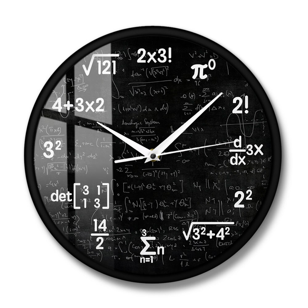 Math Equations and Notations Mathematics Chalkboard Geek Wall Clock Educational For Kids Teachers School Classroom Decor