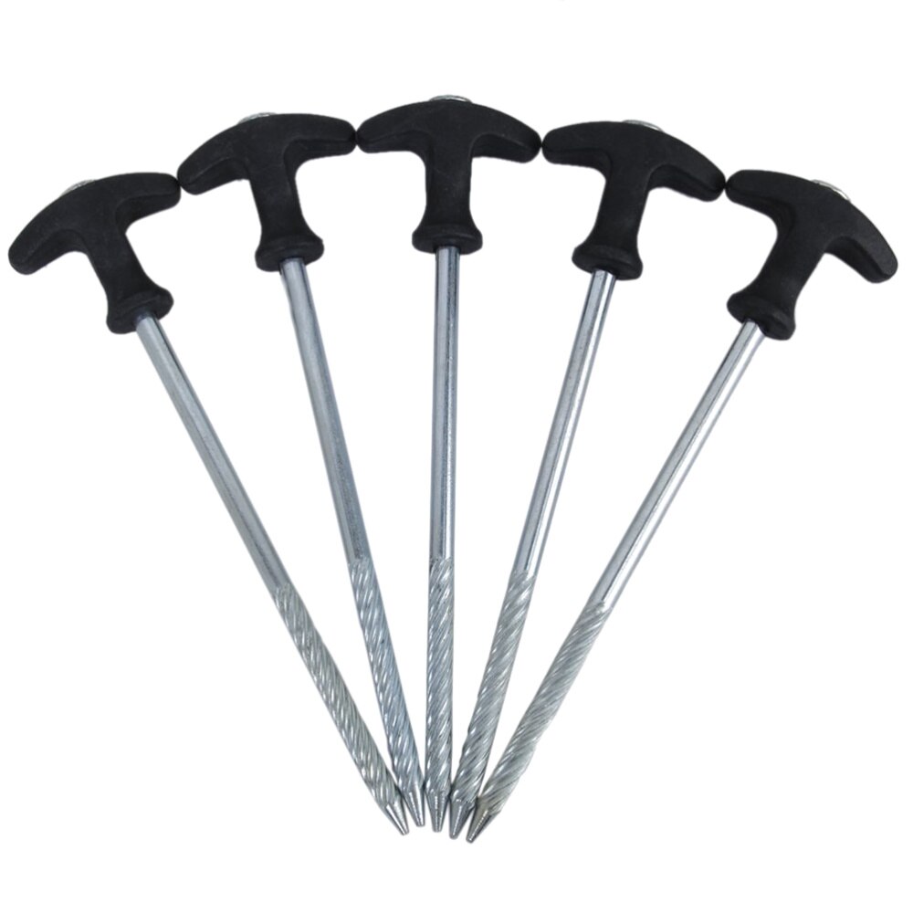5pcs Heavy Duty Camping Tent Awning Drill-in Iron Pegs for Hard Ground: Default Title
