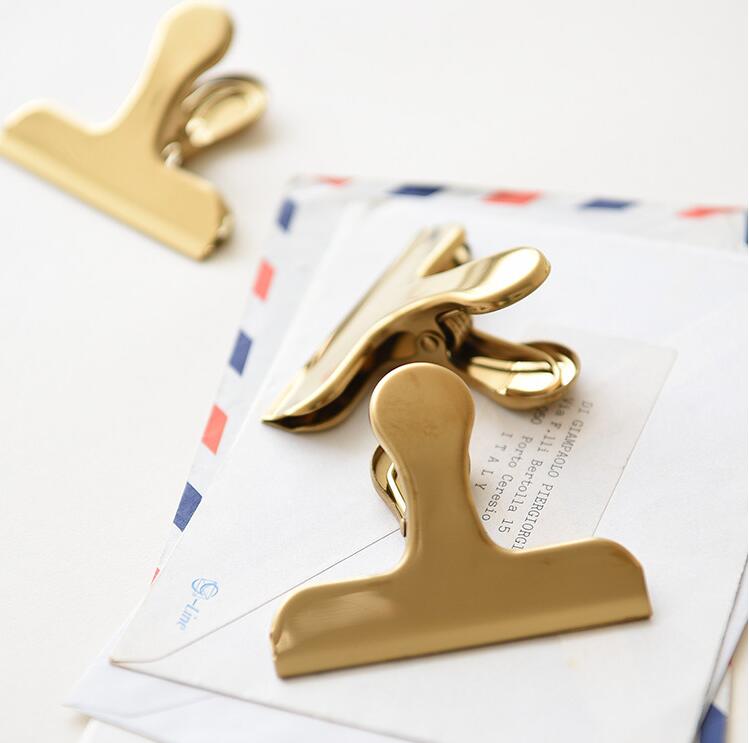 Vintage Brass Bill Clamp Ins Metal Spring Clips Food Coffee Bag Sealing Clips Office Home Stationery