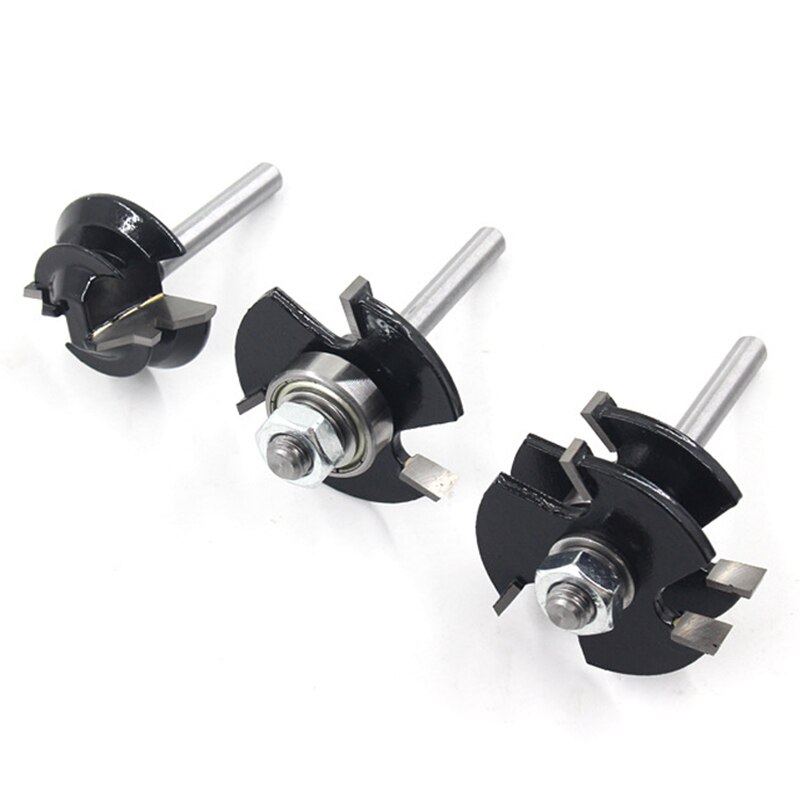 Woodworking Milling Cutter 45 Degree Tenon Joint Cutter Line Cutter 3 Tooth T-Shaped Engraving Machine 1/4 x 1-1 / 2