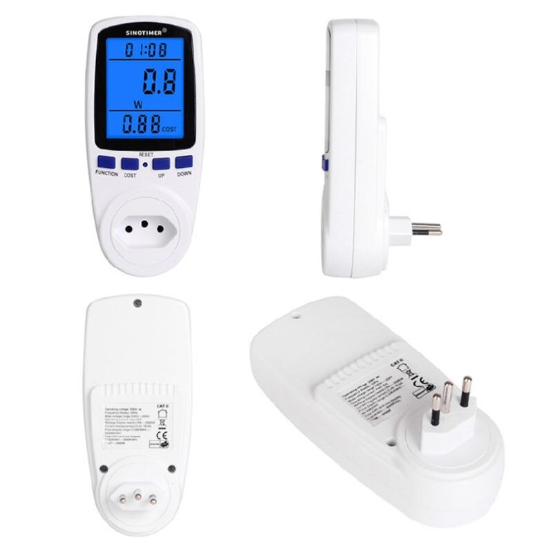 EU US UK FR BR AU Power Meter Plug LCD Display 7 Display Mode Wattmeter Energy Consumption Monitor