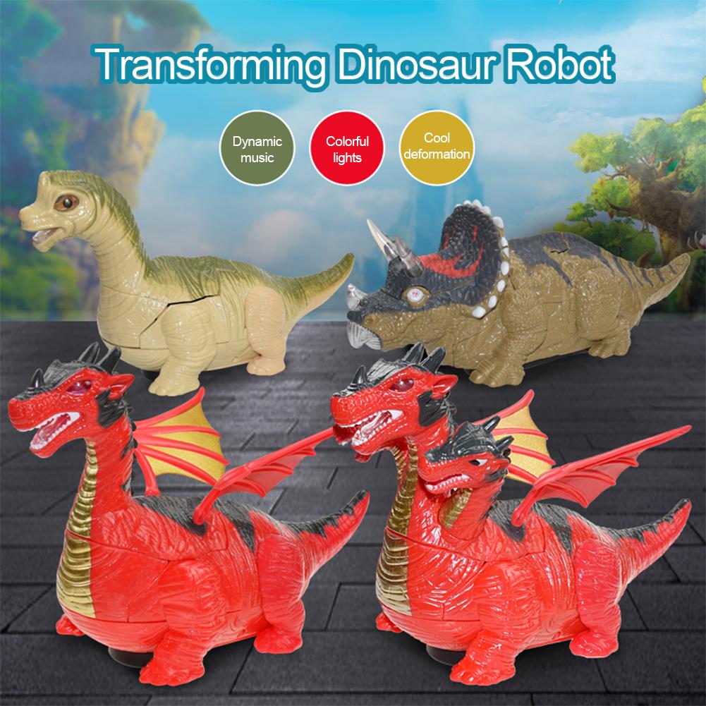 Elektrische Transforming Dinosaurus Auto Speelgoed Met Licht Geluid Gloeiende Ogen Educatief Speelgoed Voor Jongens Kinderen
