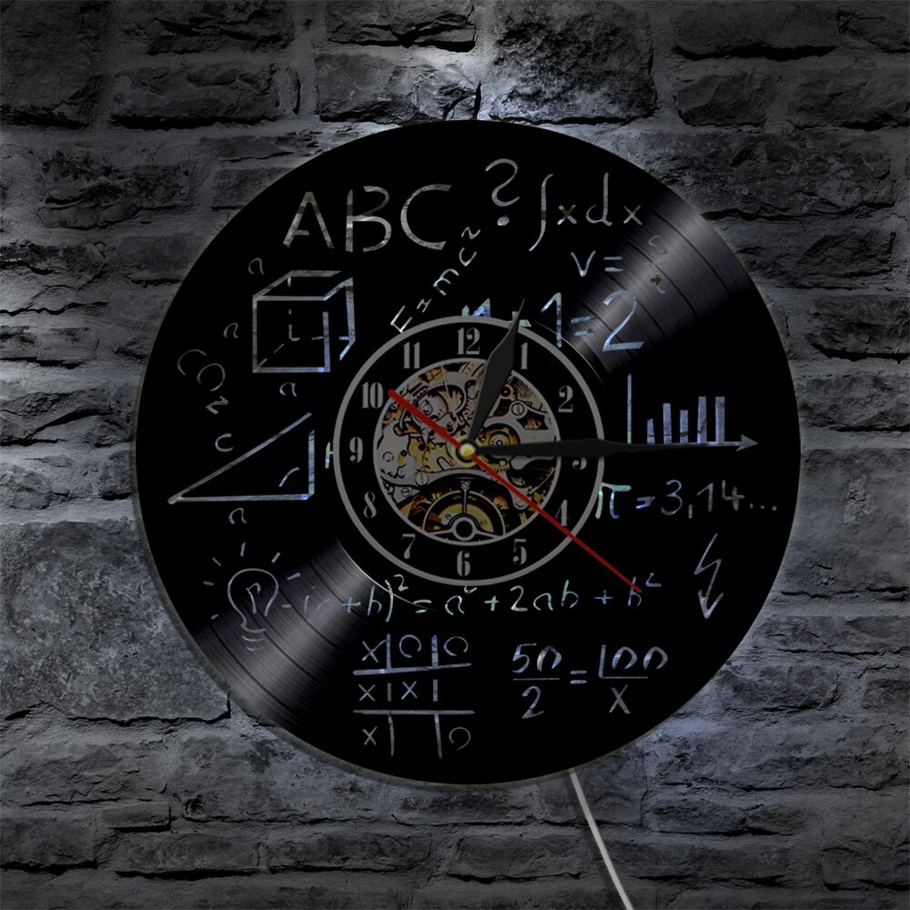 Science Art Math Equation Wall Clock Math Formula LED Wall Clock Modern School Wall Decor Math Teacher horloge mural