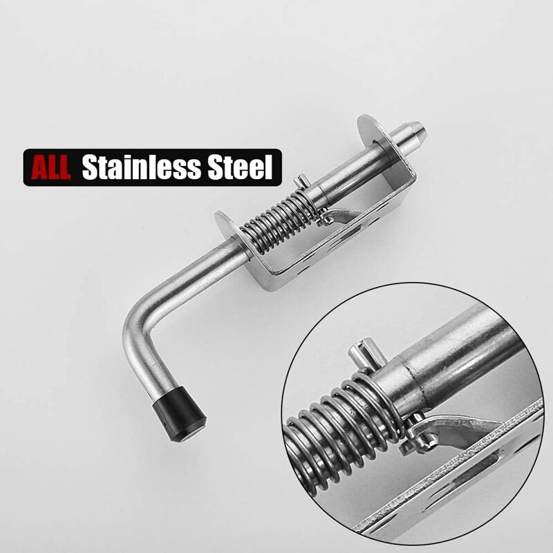 2Pcs 5 Inch Stainless Steel Spring Loaded Latch Pin Barrel Bolt 2mm Thickened Door Lock Brushed