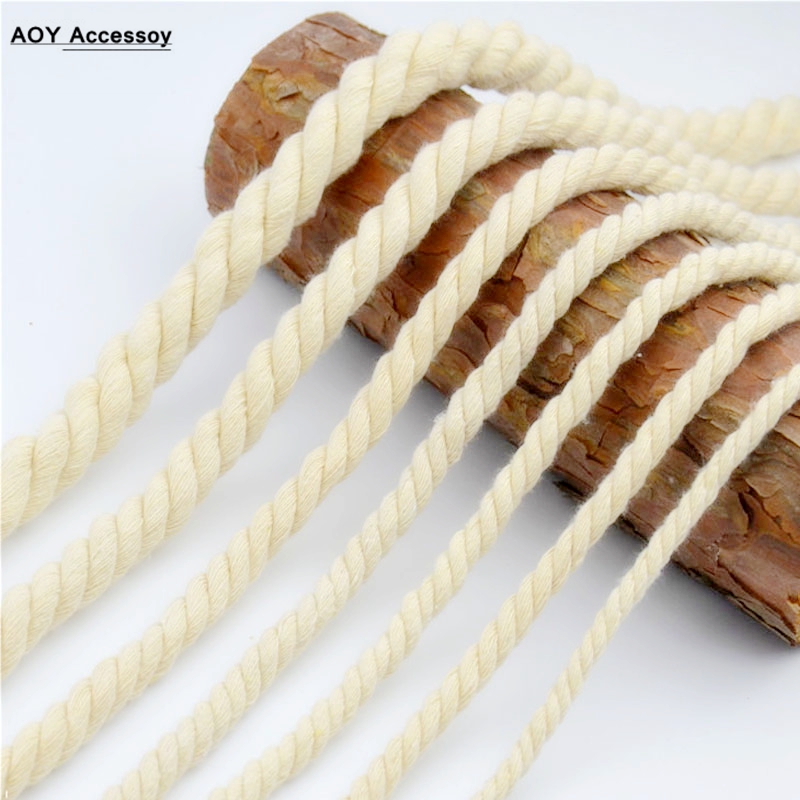 Cordones de algodón 100% Beige natural, cuerda gruesa trenzada para manualidades hechas a mano, bolsa, posavasos, accesorios de decoración del hogar, 3 partes