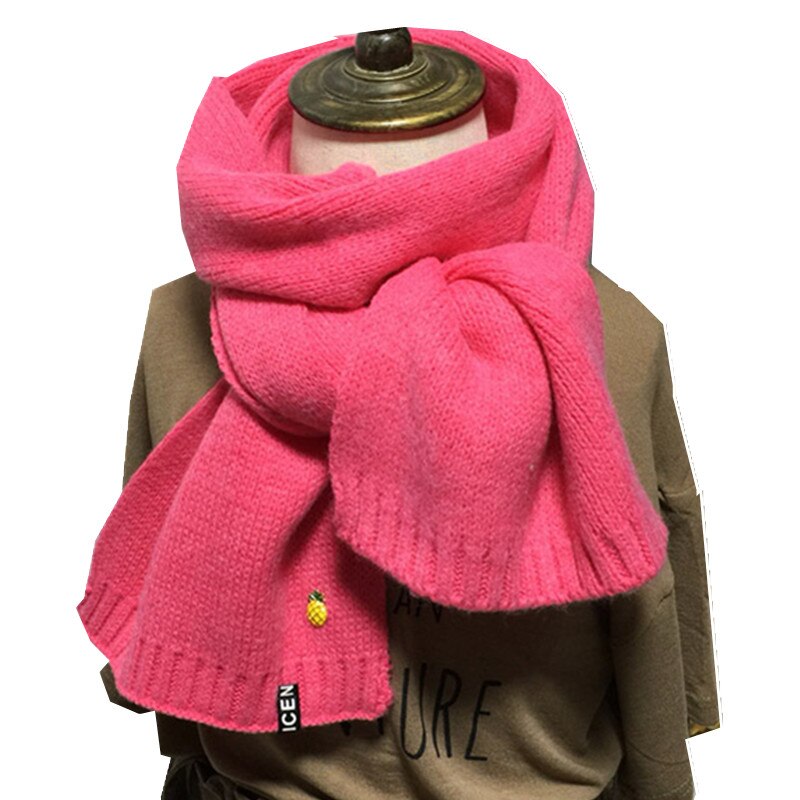 17 Colors Autumn Winter Children Immitation Cashmere Scarf Boys Girls Shawl Warm Thicken Kids Neckerchief Children Bufandas: watermelon red