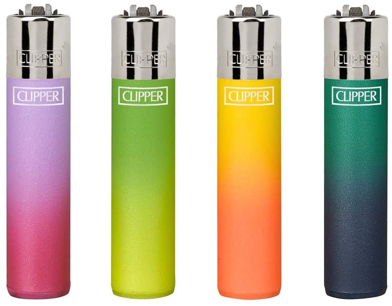 HIBRON Pack de Clipper 4 Mecheros Encendedores Gradientes Degradados Surtidos Bonitos 1-10003-00 Gradient II + 1 Llavero