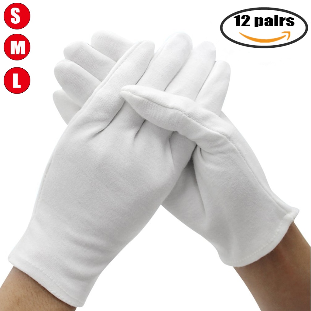 12 Pairs Witte Katoenen Handschoenen Arbeid Handschoenen Tuinieren Etiquette Levert Sieraden Waardering Schoonmaken Materialen