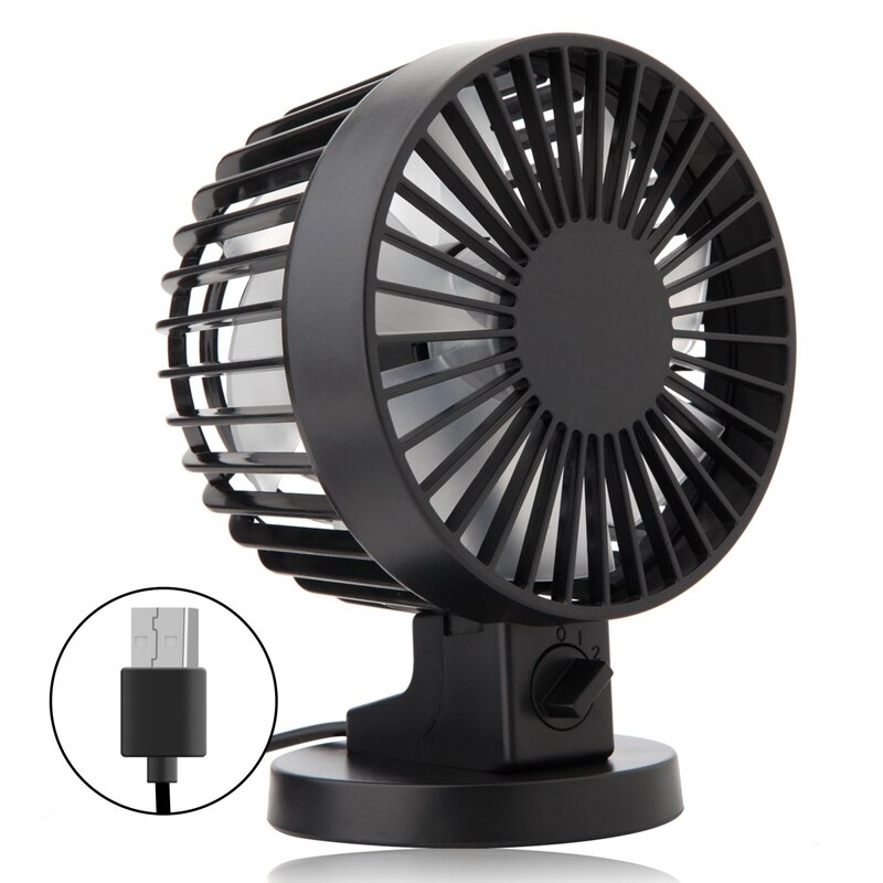 Persoonlijke Mini USB Fan Geruisloze Tafel Bureau Ventilator met Dual Blades Voor Home Office Desktop (2 versnellingen) Zwart