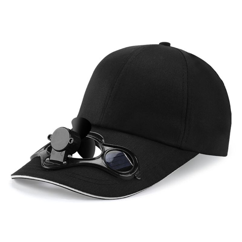 Zomer Zonnepaneel Aangedreven Ventilator Baseball Cap Outdoor Pet Zonneklep Hoed 23GE: BK