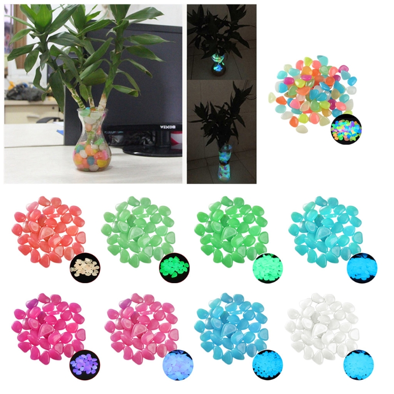 QX2E Luminous PebbIes 100 Pieces Luminous PebbIes Luminous Stone Aquarium Colourful Luminous PebbIe Walkway Decorations Stone
