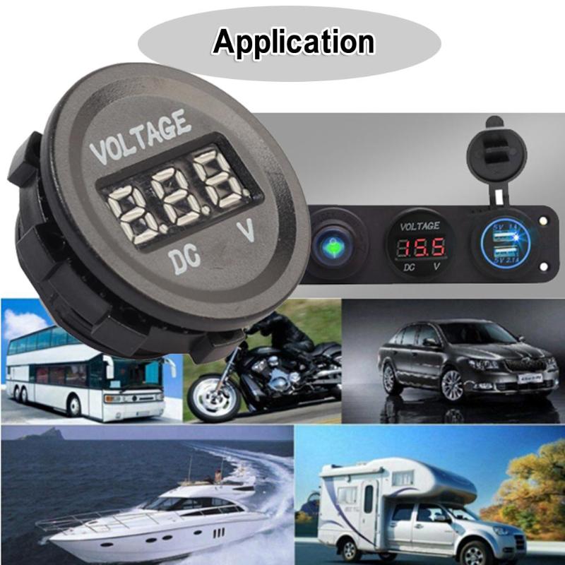 Zwart 12 V-24 V LED Digitale Display Waterdicht Motorfiets Voltmeter Gauge Voltage Meter Auto Batterij Real Time Volt monitor