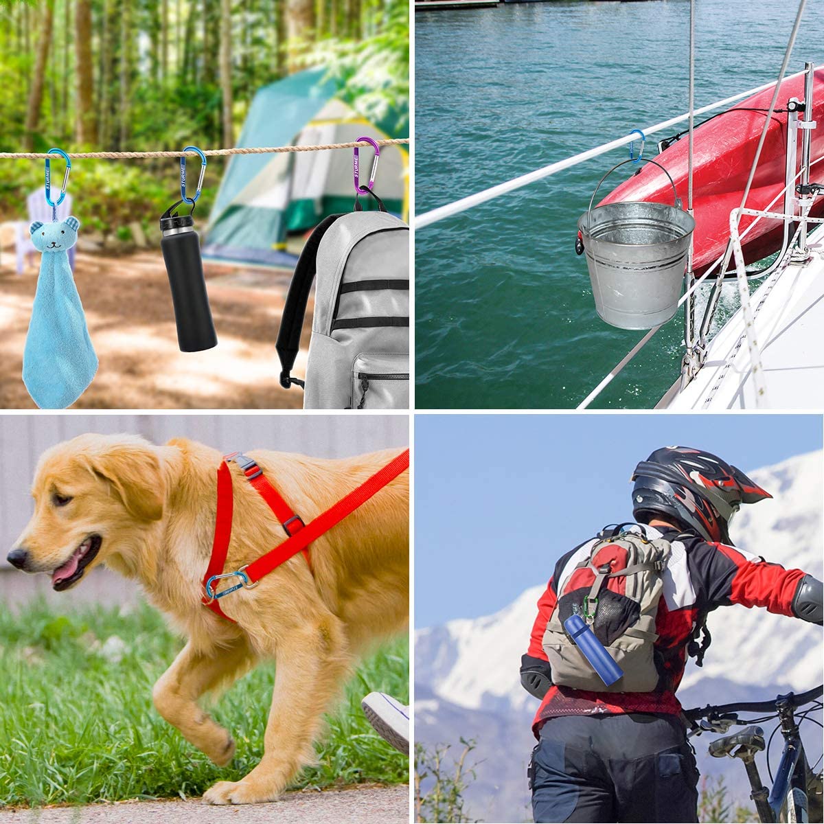 10 Pack Carabiner With Nickel Plated Key Rings Mini,Small Aluminum Keychain holder Outdoor Accessories Backpack hook D-Shape Bot