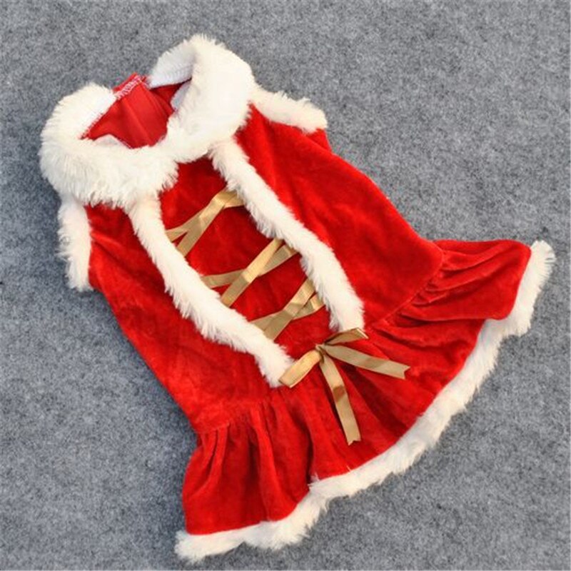Kæledyr hvalp rød juletøj kjole tøj santa doggy kostumer tøj varm kæledyr tøj vinter efterår kostume pige hundetøj: M