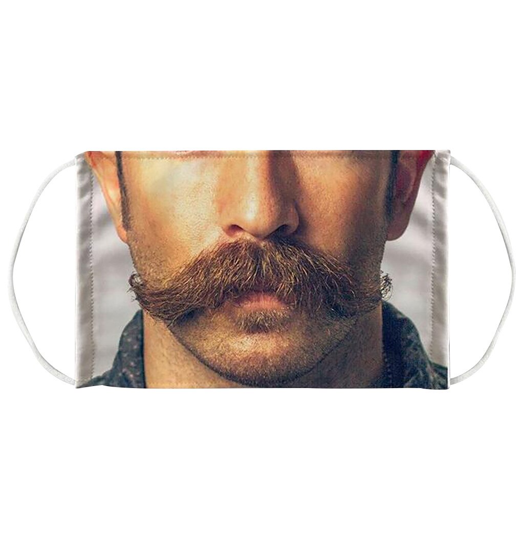 Personality Funny Beard mouth Print Face Shield Female Male Outdoor Haze Proof Washable Reusable Protective Masque Mouth Cover: Default Title
