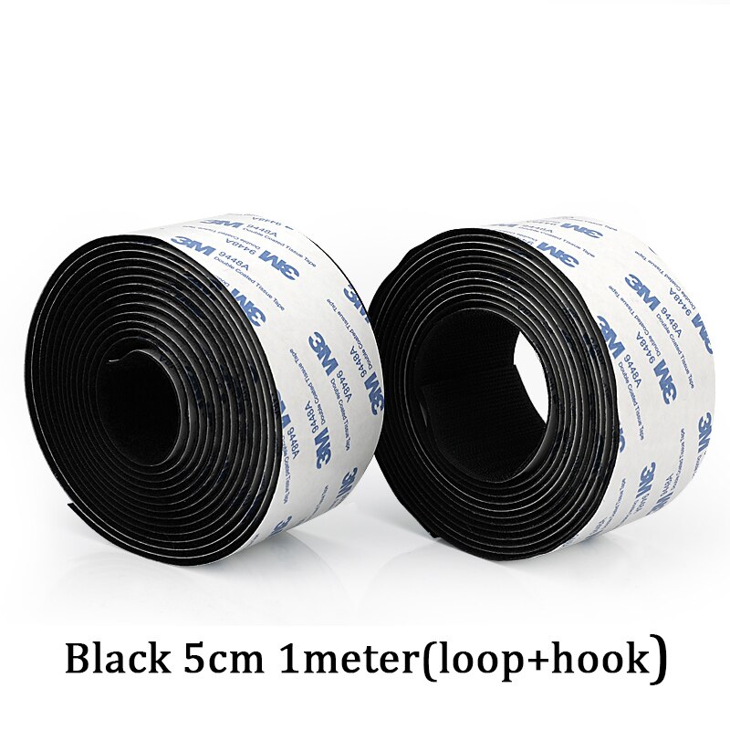 1M Strong Nylon Self-adhesive Hook and Loop Fastener TapeSticker Double Side Tape with Glue Sticker Hook Adhesive DIY 16-50MM: 50mm Blackr