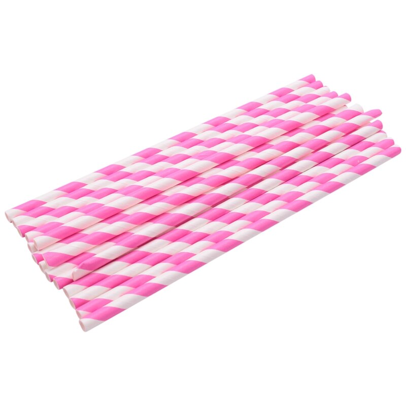 Biodegradable Paper Straws, 100 Pink For Party Supplies, Birthday, Wedding, Bridal/Baby Shower Decorations And Celebrati