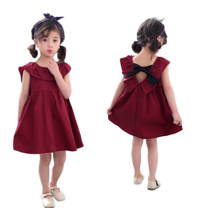 Abbigliamento per bambini abito da bambina senza maniche a pieghe senza schienale in cotone abito coreano per bambini abito da bambina senza schienale estivo