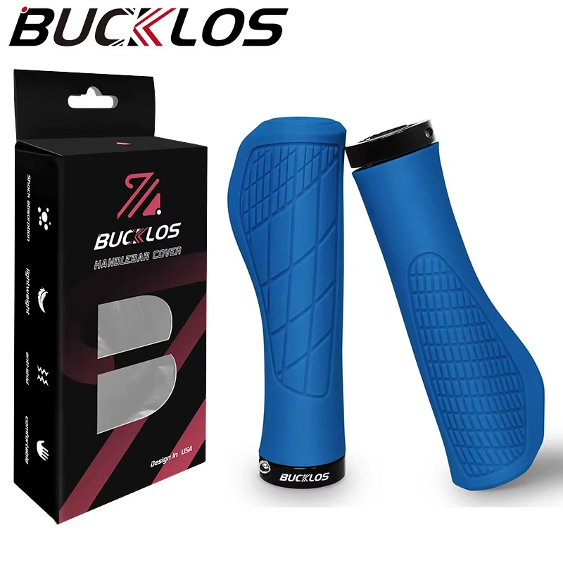 BUCKLOS Bicycle Handlebar Grip Ruber Bike Handle Bar Grips Shock Absorbing Lockable MTB Cuffs Cycling Accessories: Red