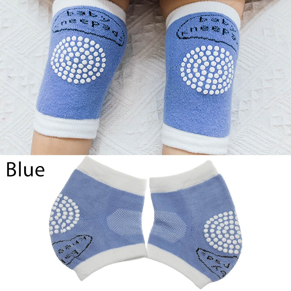 Un par de calcetines transpirables de seguridad para niños que gatean, almohadillas de seguridad para bebés, calentadores de piernas para bebés, calcetines transpirables antideslizantes para gatear: B-Blue