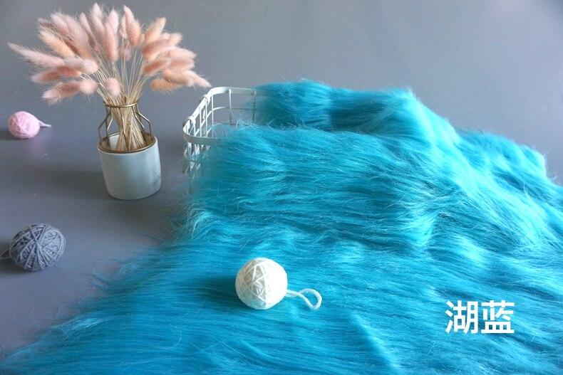 12 Cm Top Een Faux Bont Knuffel Stof 160 Cm Breedte Luxe Lang Haar Faux Fur Stof Voor Handgemaakte naaien Kleding Pop Bont: lake blue