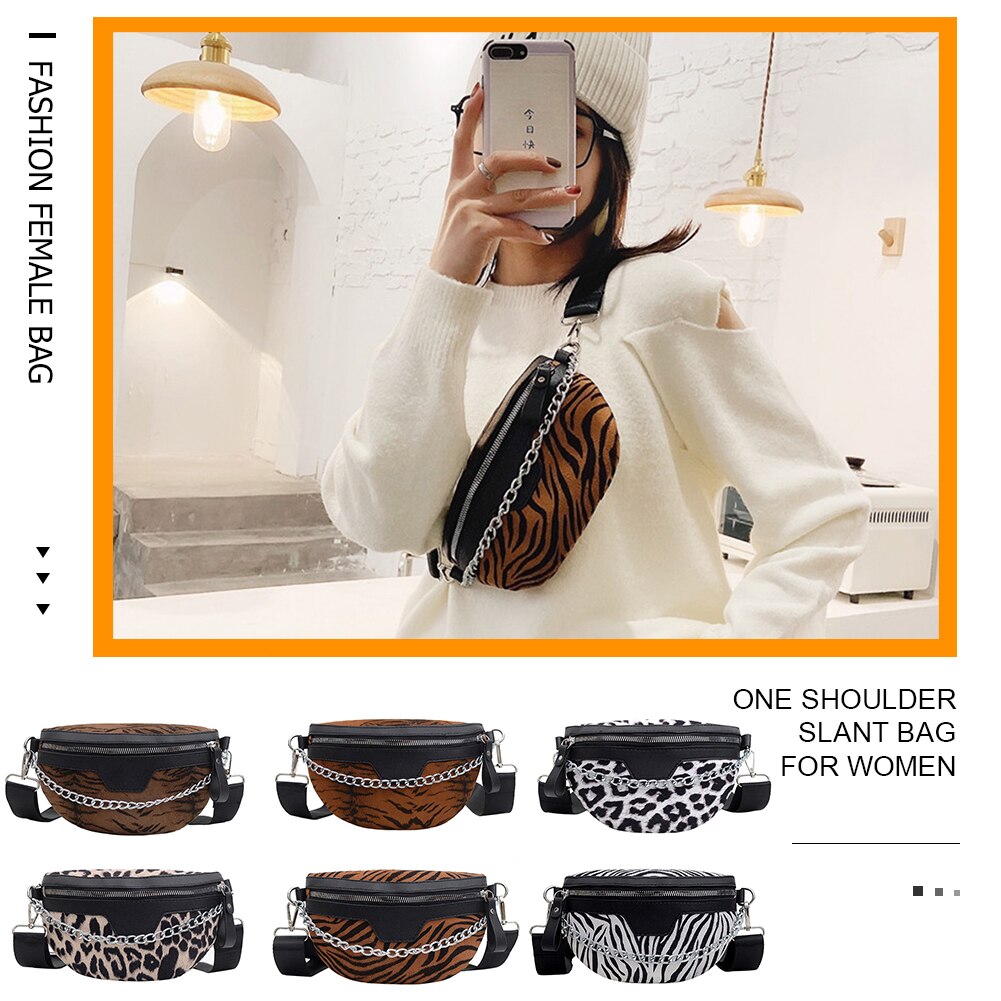 Bolsa de pecho de piel sintética con animales para mujer, bolsa de cinturón bandolera con cremallera, bolso de pecho clásico Vintage