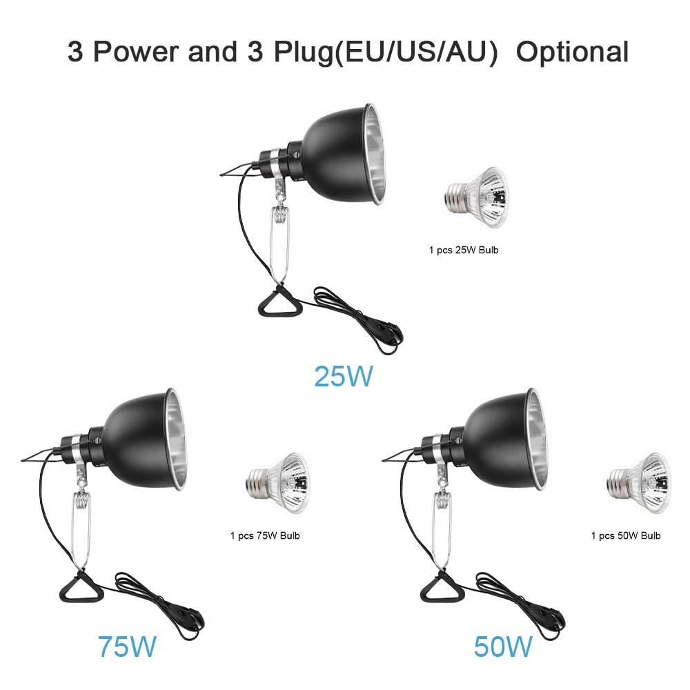 75/50/25W Reptile Heat Lamp Tortoise Heat Lamp Basking Lamp Heater for Reptiles Lizard Tortoise Aquarium Bulb Included