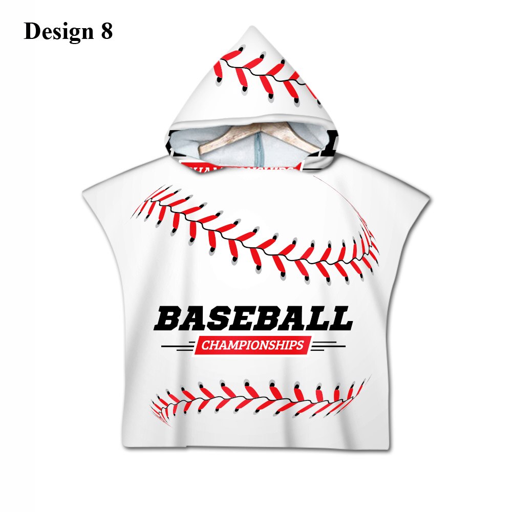 Nieuwigheid sport honkbal print baby kinderen kinderen capuchon handdoek zwembad bad strand poncho handdoek cape: Ontwerp 8