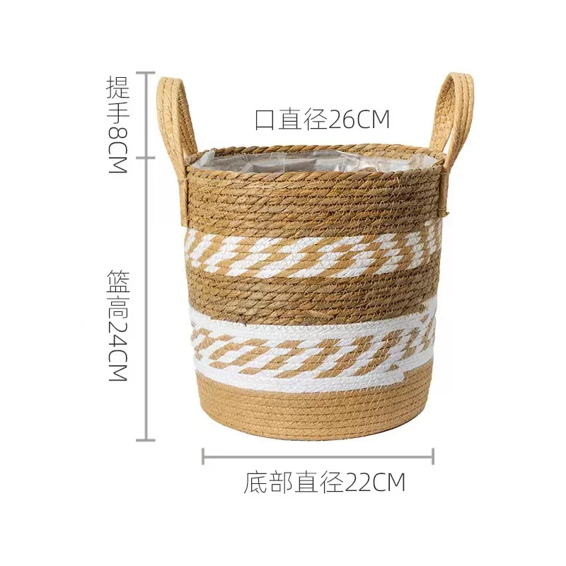 Großer Pflanzgefäß aus natürlichem Seegras, Abdeckung für Blumentöpfe, Pflanzgefäße für den Innenbereich, Blumentöpfe, gewebter Korb, Canasto Decorativo Home Garden Deco: Lila