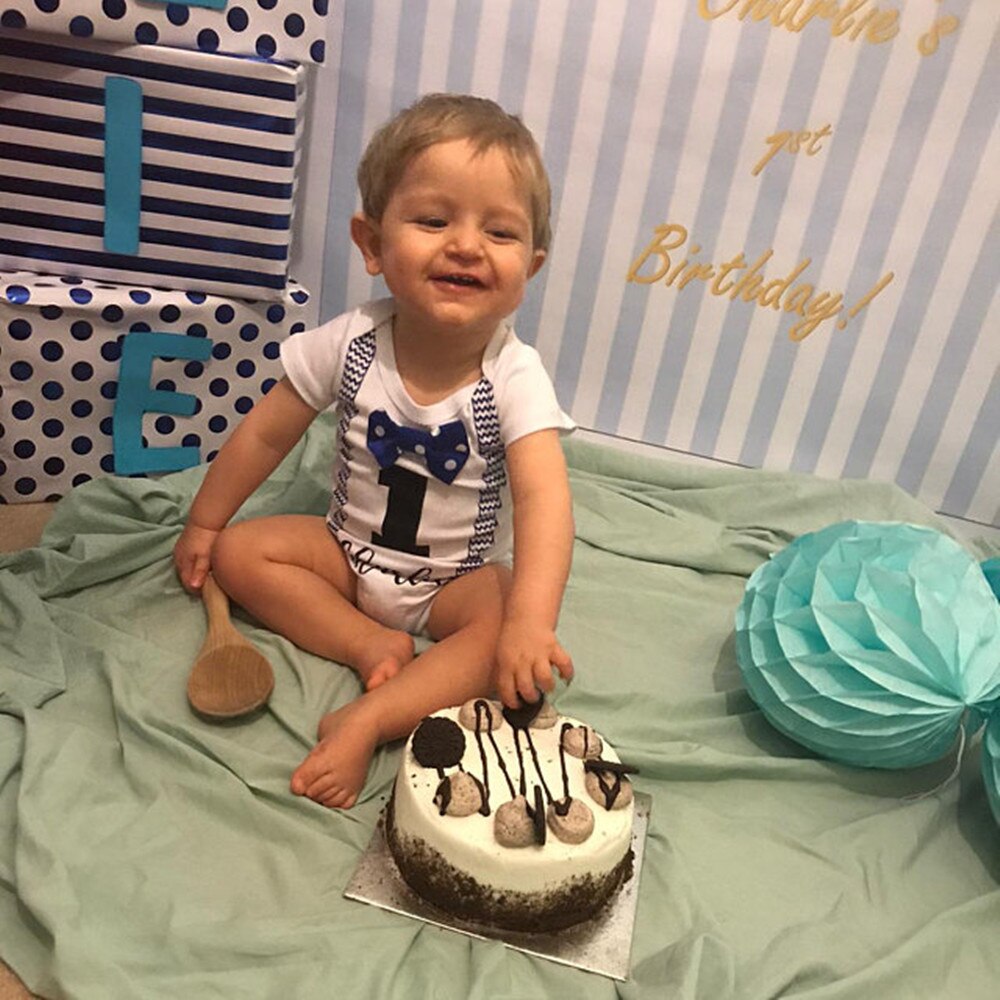 Personalise Boys 1st First Birthday Romper 1st birthday bodysuit Childrens Kids birthday vest Boys 1 Age Size Cake Smash 'one'