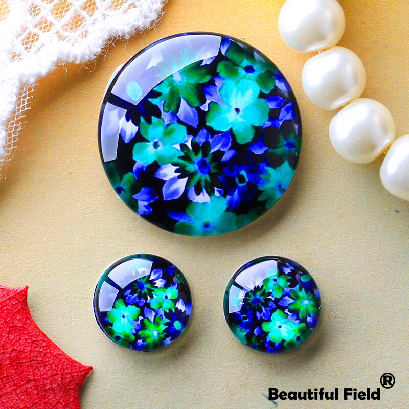 12mm 25mm 14mm 16mm 18mm 20mm zdjęcie piękne szklane kaboszony okrągłe Cameo zestaw Handmade ustawienia kamienne kwiaty FL055