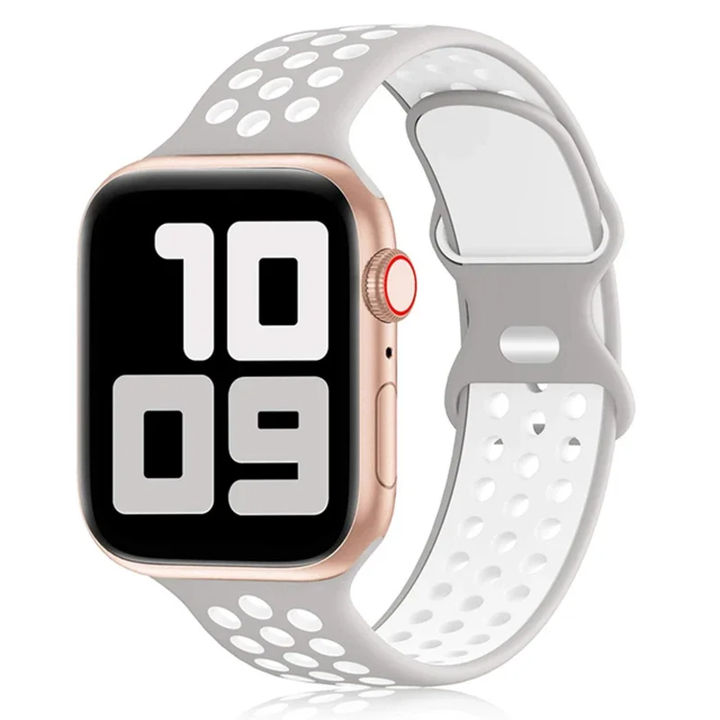 Bracelet de Sport pour Bracelets de montre Apple 44mm 45mm Ultra 2 49mm 40mm 41mm 42mm 45 44mm Bracelet en Silicone IWatch série 9 8 SE 7 3 bandes: S / GREEN BLUE / 12mm