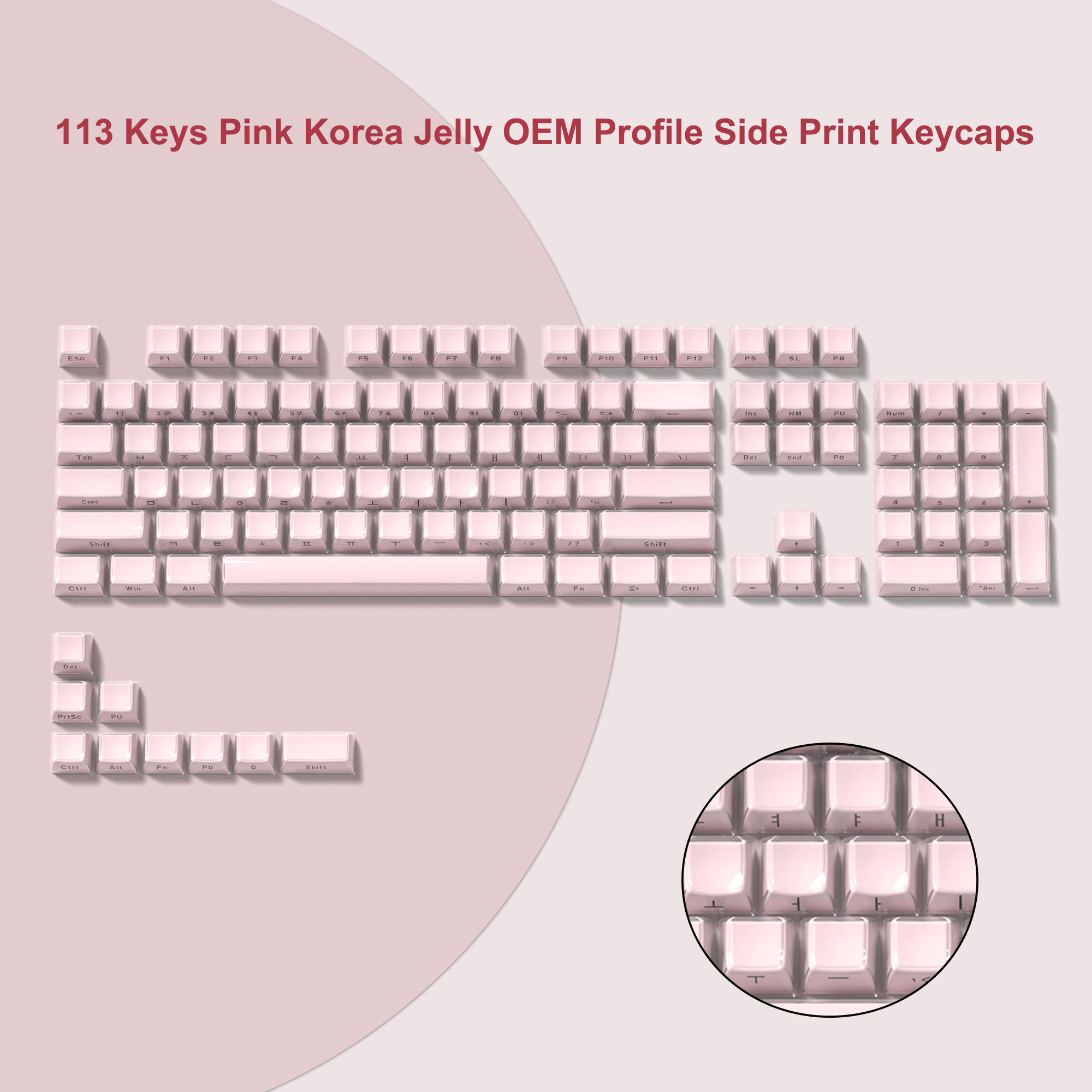 Womier White Crystal Jelly Keycaps Aangepaste zijkant bedrukte Keycaps 113 toetsen OEM-profiel voor Cherry MX Switches Mechanisch toetsenbord: Cyaan