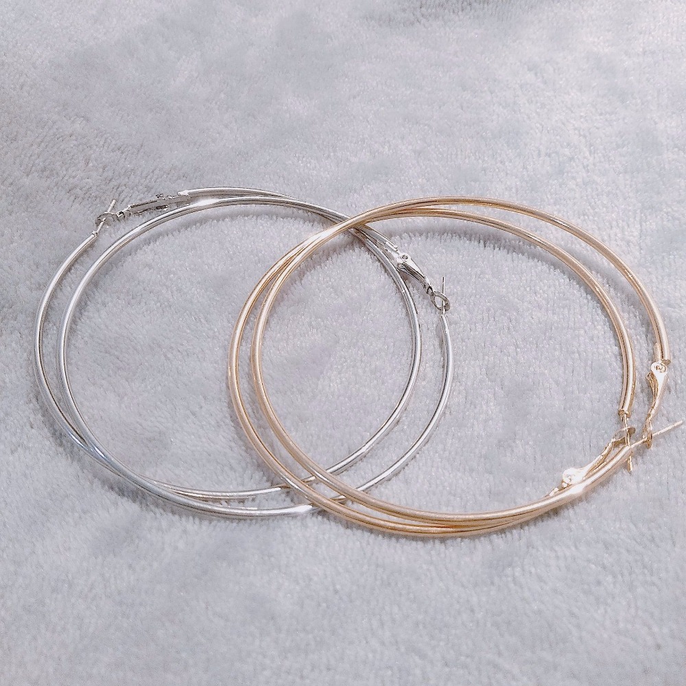 1 par de brincos de argola simples de aço inoxidável para mulheres punk brinco grande ouro prata cor círculo feminino meninas joias presentes