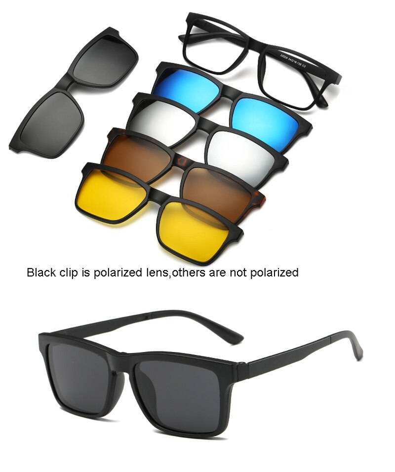 6 In 1 personalizzato uomo donna occhiali da sole magnetici ottici polarizzati Clip magnete Clip su occhiali da sole Polaroid Clip su montatura per occhiali da sole: 2202A
