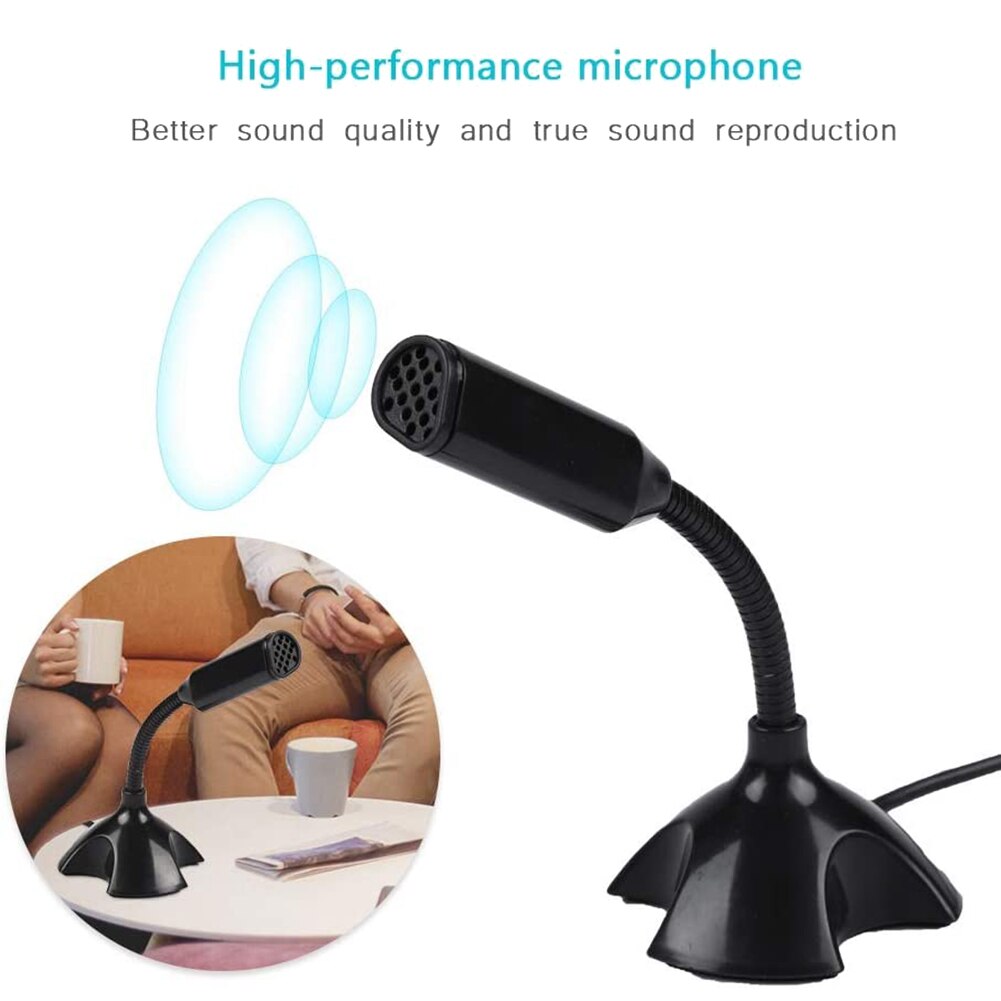 USB Desk Microphone Gooseneck Omnidirectional Condenser Mic with Stand for Desktop Laptop PC Computer