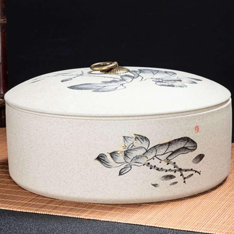 Tea Box Storage Kitchen Puer Biscuit Ceramic Jar Seal Storage Holder Sweetmeats Candies Can Teaware Tea Caddies Tin Containers: A
